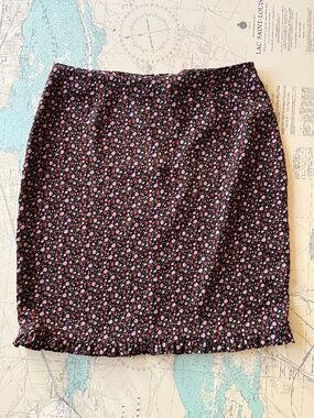 Vintage 90s Dark Floral Mini Skirt